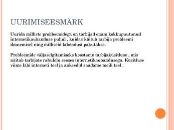 Uuringukavand-internetikaubandus #7