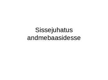 Sissejuhatus andmebaasidesse