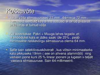 Nakkevõrkude selektiivsus ahvenapüügill POWERPOINT #13