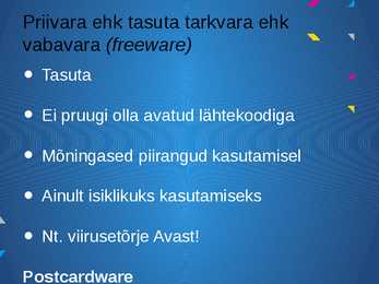 Rakendustarkvara-Tarkvara tüübid autoriõigustest lähtuvalt #3