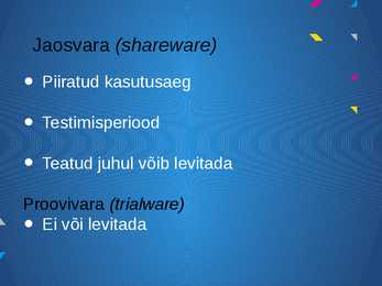 Rakendustarkvara-Tarkvara tüübid autoriõigustest lähtuvalt #5