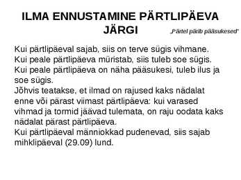 PÄRTLIPÄEV #6