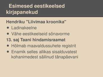 Eesti kirjakeele algus #3