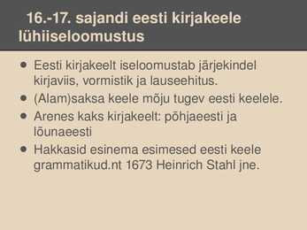 Eesti kirjakeele algus #10