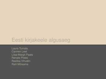 Eesti kirjakeele algus