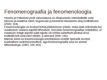 Fenomenograafia #3