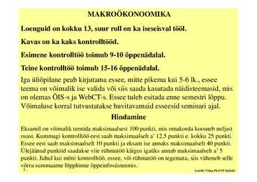 Loeng 1 - Sissejuhatus makrookonoomikasse #2