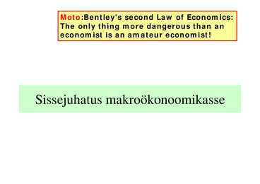 Loeng 1 - Sissejuhatus makrookonoomikasse