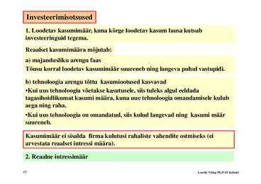 Loeng 6 - Investeeringud #17