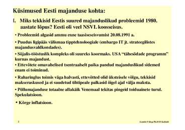 Seminar 1 - Eesti majandus #2
