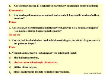 Seminar 5 - Nõudlus ja pakkumine #2
