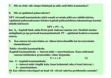 Seminar 6 - Investeeringud #6