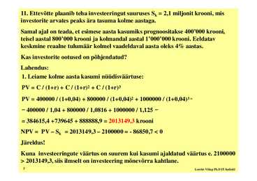 Seminar 6 - Investeeringud #7