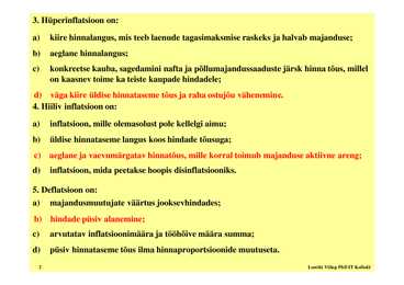 Seminar 9 - Inflatsioon #2