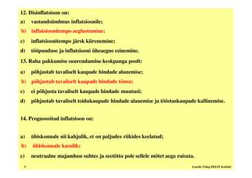Seminar 9 - Inflatsioon #5