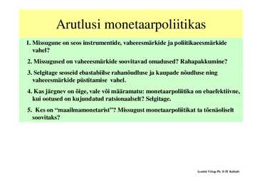 Seminar 11 - Fiskaal- ja monetaarpoliitika #27