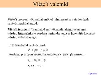 Lineaarvõrrandi lahendamine-Ruutvõrrandi lahendamine #11