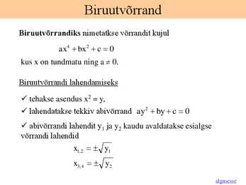 Lineaarvõrrandi lahendamine-Ruutvõrrandi lahendamine #12