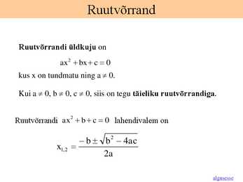 Lineaarvõrrandi lahendamine-Ruutvõrrandi lahendamine #7