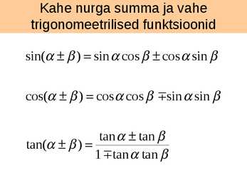 Trigonomeetriliste avaldiste teisendamine #8