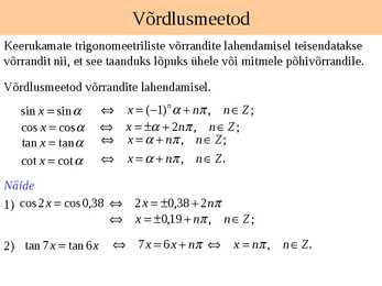 Trigonomeetrilised võrrandid #4