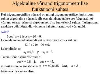 Trigonomeetrilised võrrandid #5