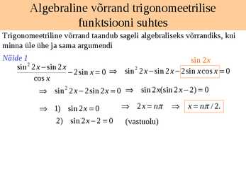 Trigonomeetrilised võrrandid #7