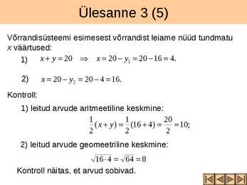 Võrrandisüsteemide koostamine tekstülesannete põhjal I osa #18