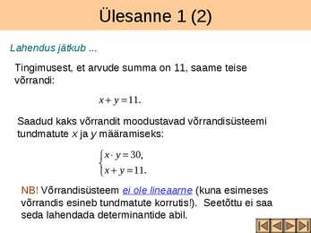 Võrrandisüsteemide koostamine tekstülesannete põhjal I osa #3