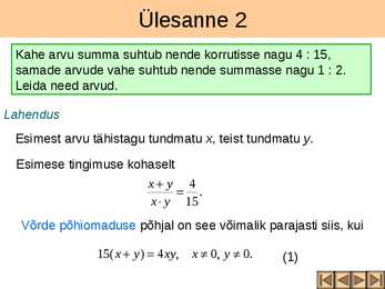 Võrrandisüsteemide koostamine tekstülesannete põhjal I osa #8