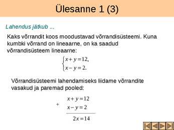 Võrrandisüsteemide koostamine tekstülesannete põhjal II osa #4