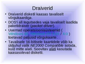 Võrgutarkvara ja selle eripärad #3