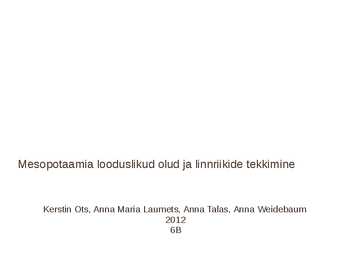 Mesopotaamia looduslikud olud ja linnriikide tekkimine