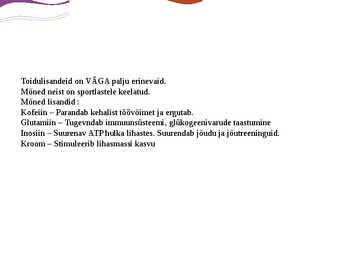 Sportlaste toidulisandid #6