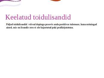 Sportlaste toidulisandid #7
