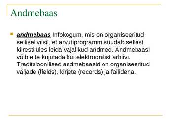 Andmebaasid #2