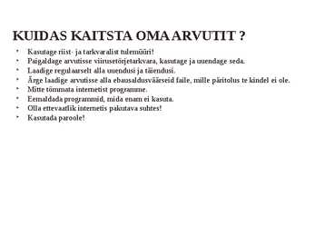 Turvalisus arvutis #10