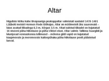 Niguliste kiriku üldinfo #4