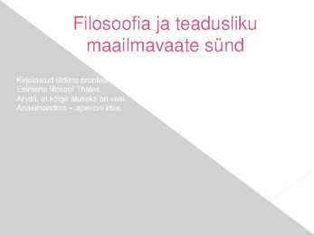 Filosoofia ja teadus #2