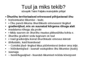Tuuled-frondid ja rõhualad #2