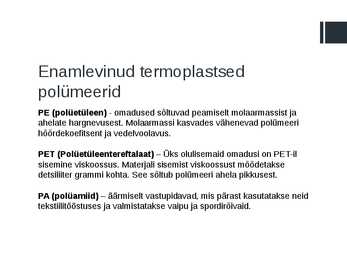 Enamlevinud termoplastsete polümeeride reoloogiliste omaduste võrdlus #4