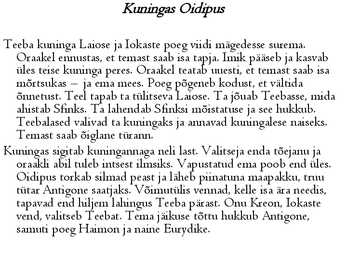 Kuningas Oidipuse konspekt #5