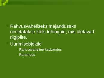 Rahvusvaheline majandus ja rahandus #2
