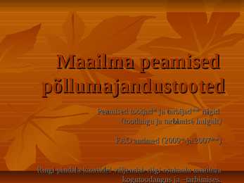Maailma peamised põllumajandustooted