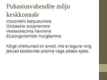 Puhastusvahendite mõju keskkonnale ja tervisele #2