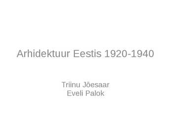 Arhidektuur Eestis 1920-1940