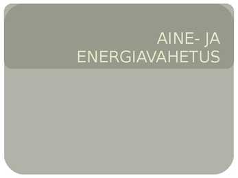 Aine- ja energiavahetus
