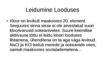 Kloor ja leidumine looduses #2