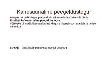 Mis on albeedo ja mis on kahesuunaline peegeldustegur #2