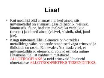 Mittemetallide esitlus #5